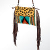 ADBG236 American Darling Handcrafted Western Cross body Bag with Saddle Blanket and Fringes