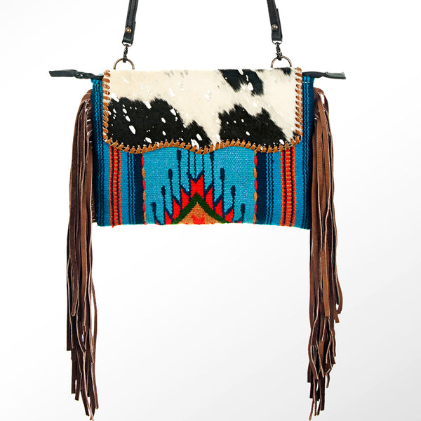 ADBG236 American Darling Handcrafted Western Cross body Bag with Saddle Blanket and Fringes