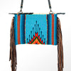 ADBG236 American Darling Handcrafted Western Cross body Bag with Saddle Blanket and Fringes