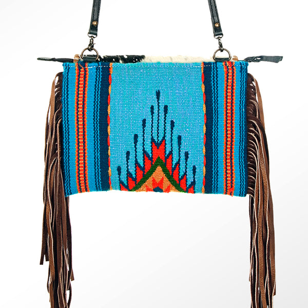 ADBG236 American Darling Handcrafted Western Cross body Bag with Saddle Blanket and Fringes
