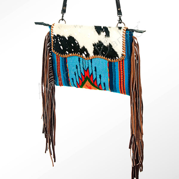 ADBG236 American Darling Handcrafted Western Cross body Bag with Saddle Blanket and Fringes
