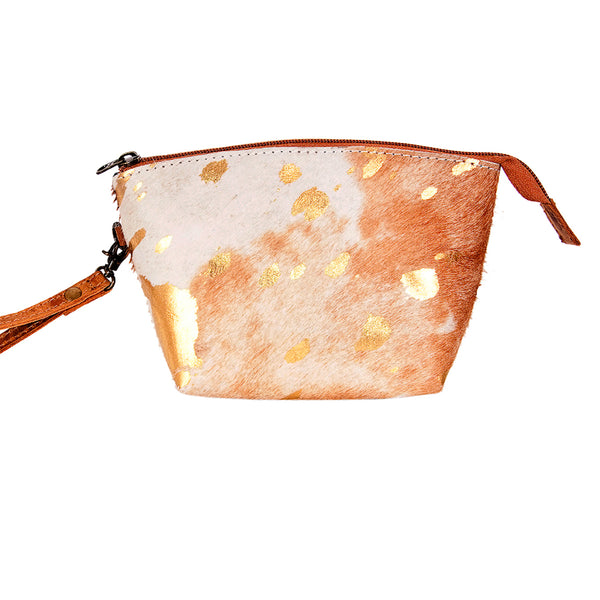 ADBG443 Genuine Hair on Hide Compact Coin Purse with Secure Top Zip Closure