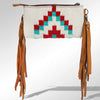 LC-ADBGZ233 Tooled Leather & Tribal Wool Wallet with Fringe - Western Clutch Bag