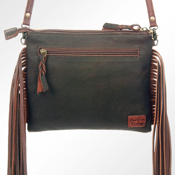 ADBG109 American Darling Hair-On Cowhide Western Crossbody Bag with Leather Fringe Detail