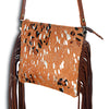 ADBG109 American Darling Hair-On Cowhide Leather Western Crossbody Bag with Fringes