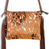 ADBG109 American Darling Hair-On Cowhide Leather Western Crossbody Bag with Fringes