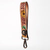 ADBRF130 Hand Tooled Sunflower Leather Wristlet Keychain - Painted Cactus & Western Concho