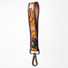 ADBRF132 Hand Tooled Leather Sunflower Wristlet Keychain - Western Style with Concho Accent