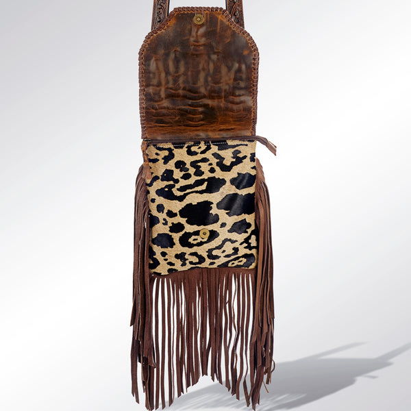 ADBG522 American Darling Hand Tooled Strap & Hair-On Cowhide Western Cross body Bag with Fringes