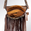 ADBG522 American Darling Hand Tooled Strap & Hair-On Cowhide Western Cross body Bag with Fringes