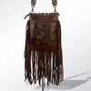 ADBG522 American Darling Hand Tooled Strap & Hair-On Cowhide Western Cross body Bag with Fringes