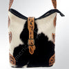 ADBG539BKW American Darling Black & White Cowhide Crossbody Bag with Tooled Leather Accents Western Bucket Style