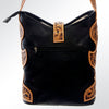 ADBG539BKW American Darling Black & White Cowhide Crossbody Bag with Tooled Leather Accents Western Bucket Style