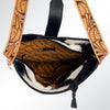 ADBG539BKW American Darling Black & White Cowhide Crossbody Bag with Tooled Leather Accents Western Bucket Style