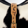 ADBG539BKW American Darling Black & White Cowhide Crossbody Bag with Tooled Leather Accents Western Bucket Style
