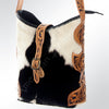 ADBG539BKW American Darling Black & White Cowhide Crossbody Bag with Tooled Leather Accents Western Bucket Style