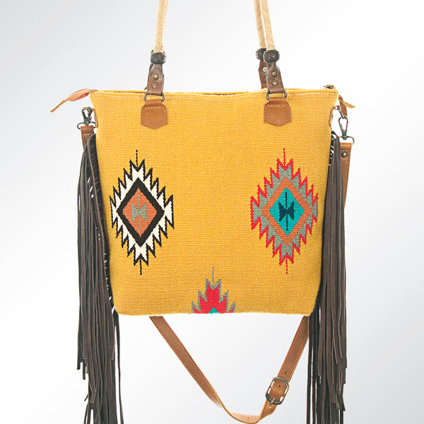 ADBG540DAR1 American Darling Hand Tooled Floral & Woven Saddle Blanket Western Tote Bag