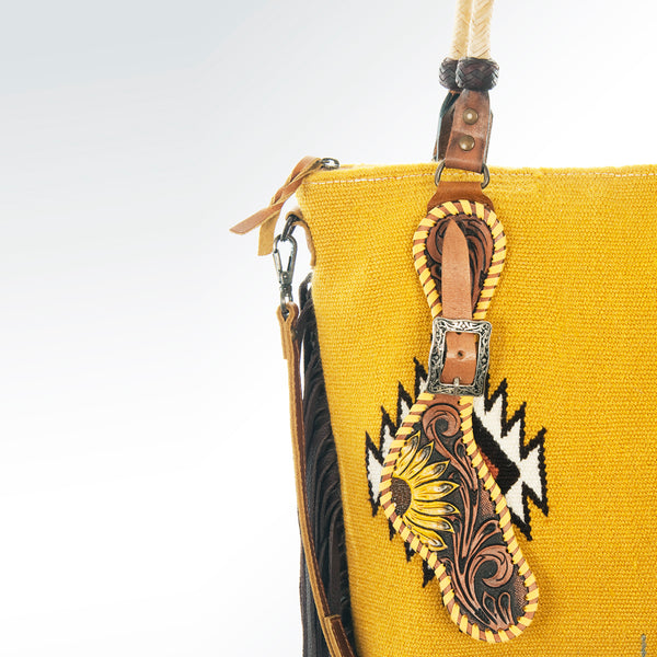 ADBG540DAR1 American Darling Hand Tooled Floral & Woven Saddle Blanket Western Tote Bag