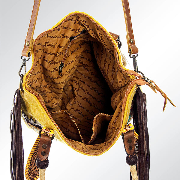 ADBG541 American Darling Hand Tooled & Woven Saddle Blanket Western Tote Bag