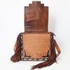 ADBG543 American Darling Hand Tooled Floral Leather Western Messenger Bag with Fringes