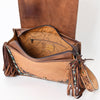 ADBG543 American Darling Hand Tooled Floral Leather Western Messenger Bag with Fringes