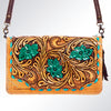 ADBG545 American Darling Hand Tooled Floral Leather Western Organiser Bag with Buck Stitching