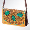 ADBG545 American Darling Hand Tooled Floral Leather Western Organiser Bag with Buck Stitching