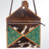 ADBG548BRW American Darling Hand Tooled Floral Leather & Hair-On Cowhide Western Envelop Bag