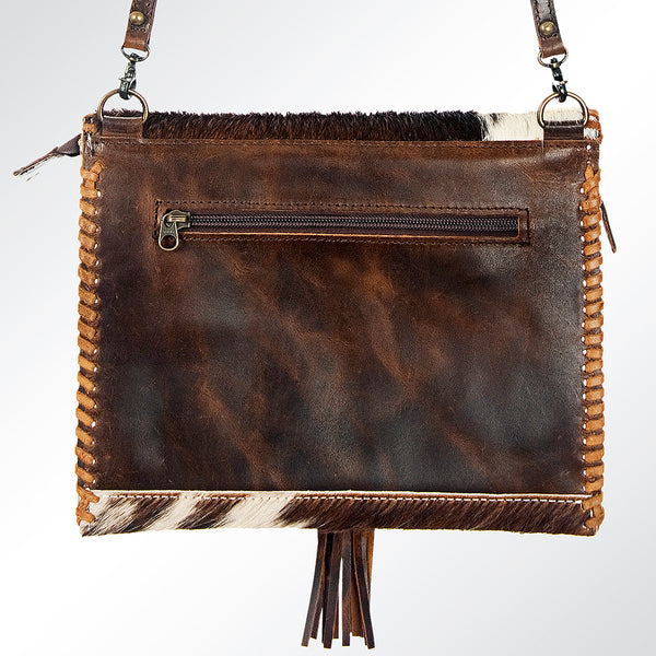 ADBG548BRW American Darling Hand Tooled Floral Leather & Hair-On Cowhide Western Envelop Bag
