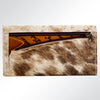 ADBG549TAW American Darling Hair-On-Hide Leather Wallet with Tooled Floral Flap Western Trifold Clutch