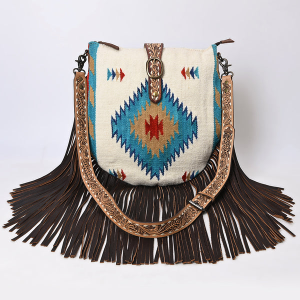 ADBG551DAR1 American Darling Hand Crafted Western Leather Large Cross body Bag with Saddle Blanket