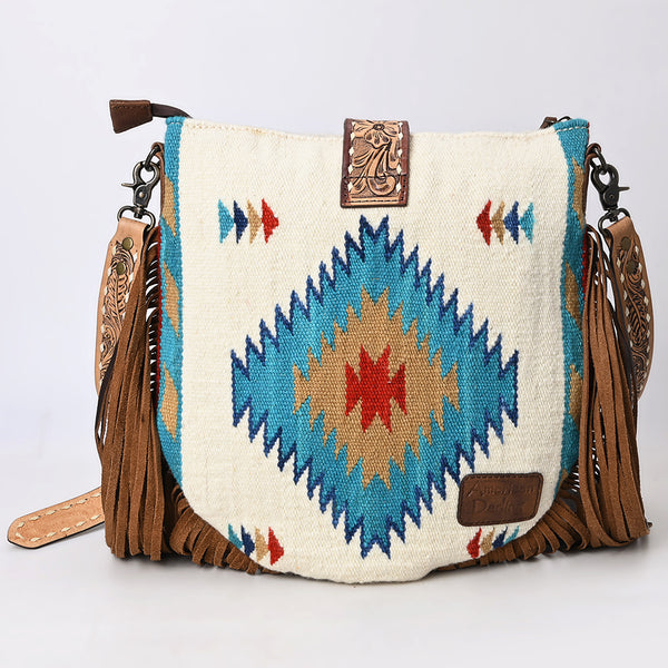 ADBG551DAR1 American Darling Hand Crafted Western Leather Large Cross body Bag with Saddle Blanket