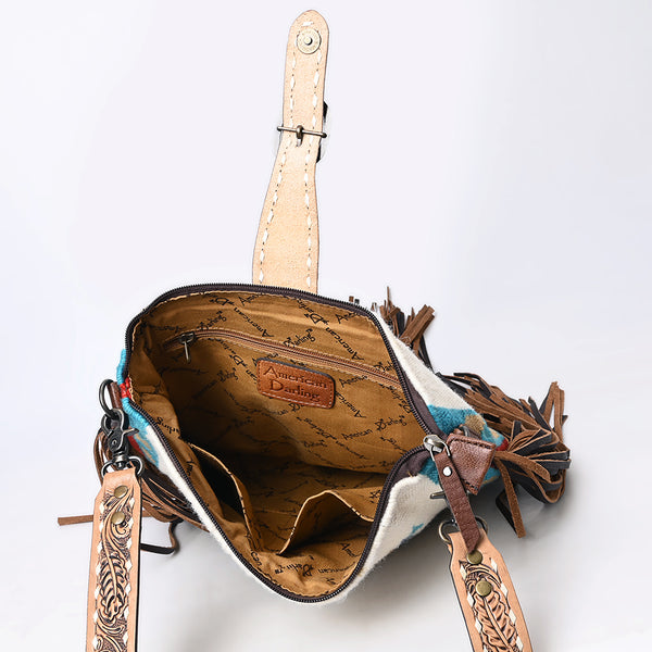 ADBG551DAR1 American Darling Hand Crafted Western Leather Large Cross body Bag with Saddle Blanket