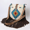 ADBG551DAR1 American Darling Hand Crafted Western Leather Large Cross body Bag with Saddle Blanket