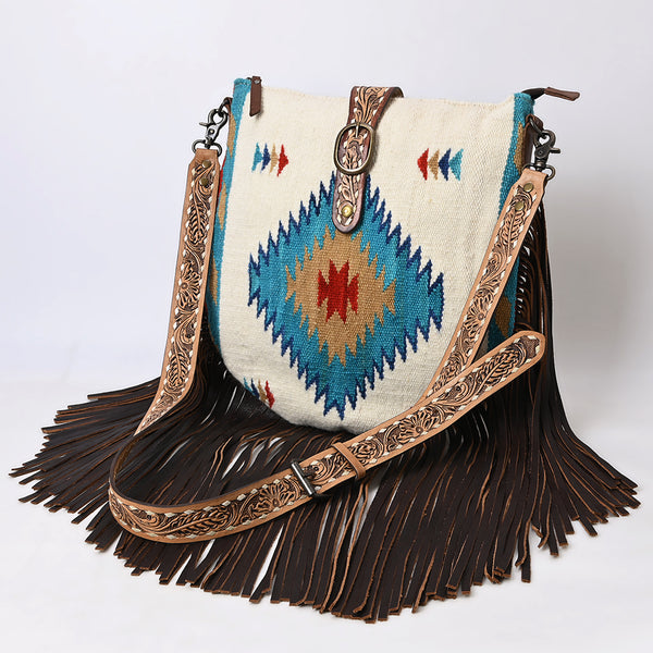 ADBG551DAR1 American Darling Hand Crafted Western Leather Large Cross body Bag with Saddle Blanket