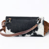 ADBG553BRW American DarlingWestern Cowhide & Leather Long Fringe Studded Crossbody