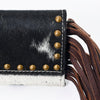 ADBG553BRW American DarlingWestern Cowhide & Leather Long Fringe Studded Crossbody