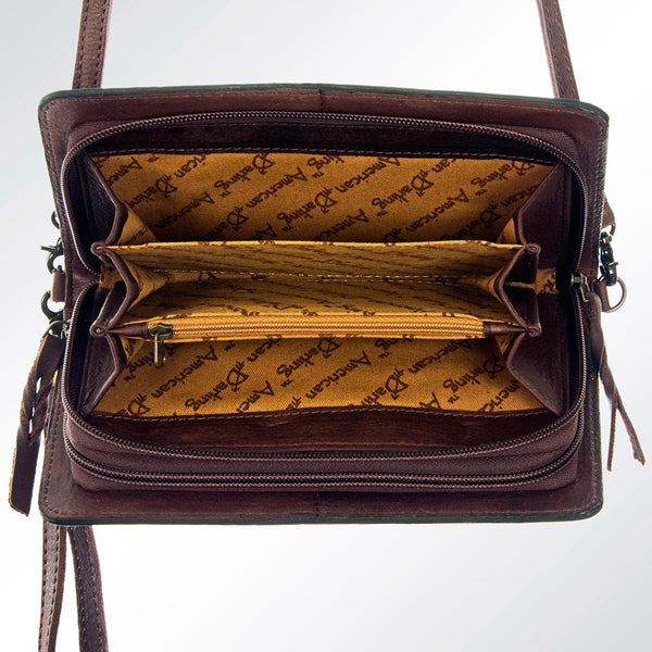 ADBG554 American Darling Hand Tooled Floral Leather Western Organiser Bag