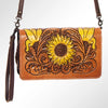 ADBG554 American Darling Hand Tooled Floral Leather Western Organiser Bag