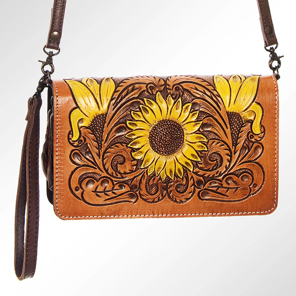 ADBG554 American Darling Hand Tooled Floral Leather Western Organiser Bag