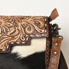 ADBG555 American Darling Hand Tooled Floral Leather & Hair-On Cowhide Small Cross body Bag