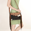 ADBG555 American Darling Hand Tooled Floral Leather & Hair-On Cowhide Small Cross body Bag