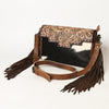 ADBG555 American Darling Hand Tooled Floral Leather & Hair-On Cowhide Small Cross body Bag