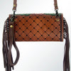 ADBG556 American Darling Hand Tooled Floral Leather Western Wristlet Bag with Fringes