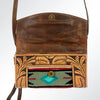 ADBG557DAR1 American Darling Hand Tooled Floral Leather & Woven Saddle Blanket Western Crossbody Bag