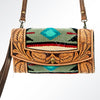 ADBG557DAR1 American Darling Hand Tooled Floral Leather & Woven Saddle Blanket Western Crossbody Bag