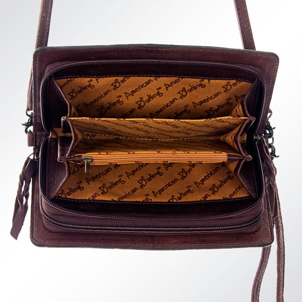 ADBG558 American Darling Hand Tooled Floral & Cactus Leather Western Organiser Bag