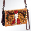 ADBG559 American Darling Hand Tooled Floral Leather Western Organiser Bag with Longhorn