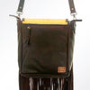 ADBG532 American Darling Braided trim & Hair-On Cowhide Western Cross body Bag with Fringes