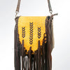 ADBG532 American Darling Braided trim & Hair-On Cowhide Western Cross body Bag with Fringes